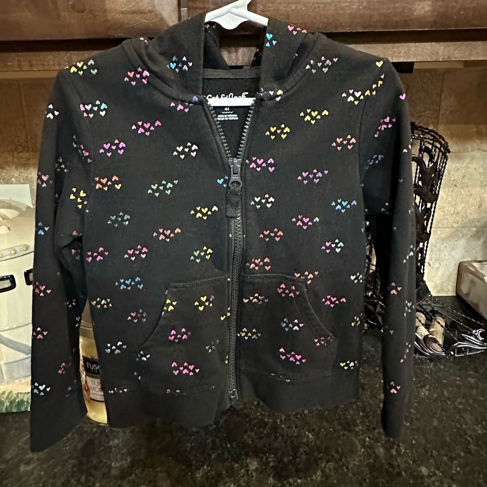 Cat & Jack Black Textured Heart Sweater